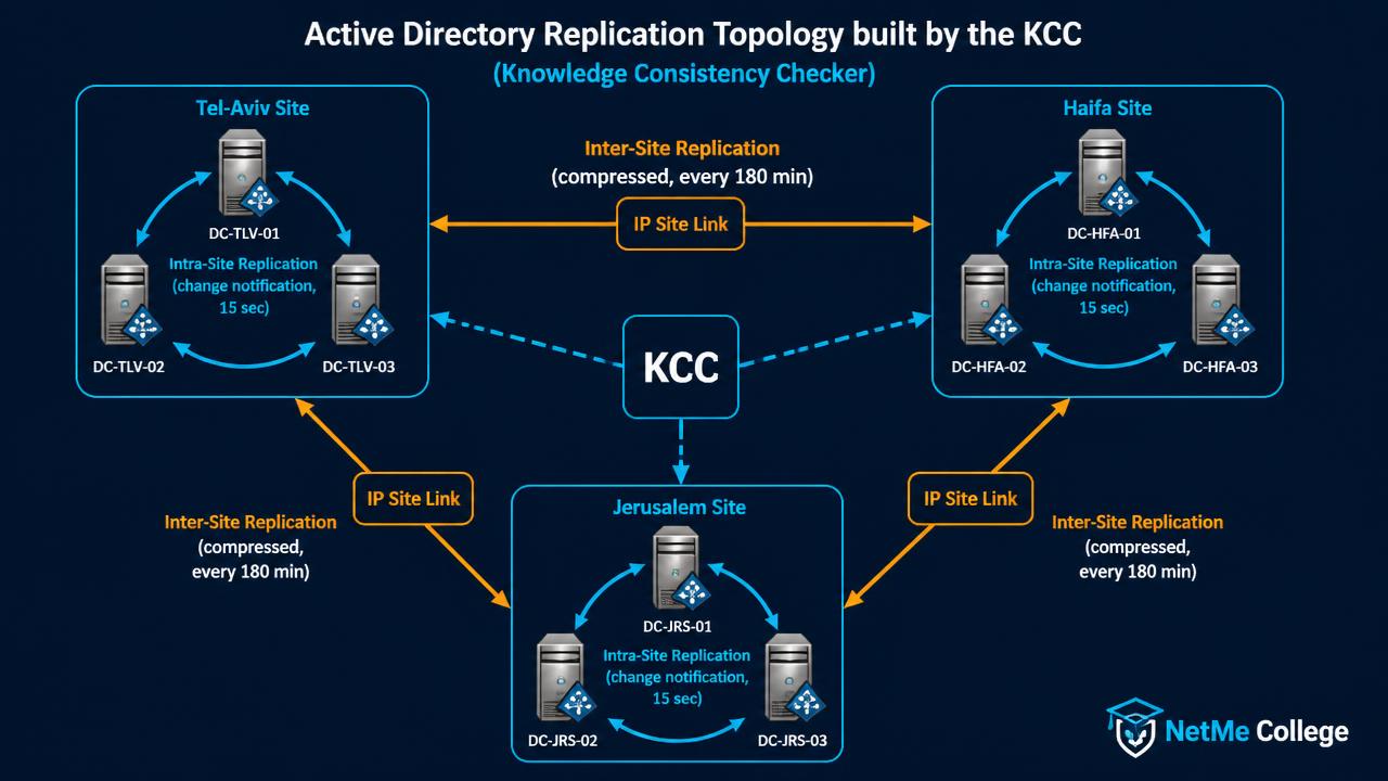 AD Replication ו-KCC: המדריך המקצועי המלא בעברית לרפליקציה של Active Directory