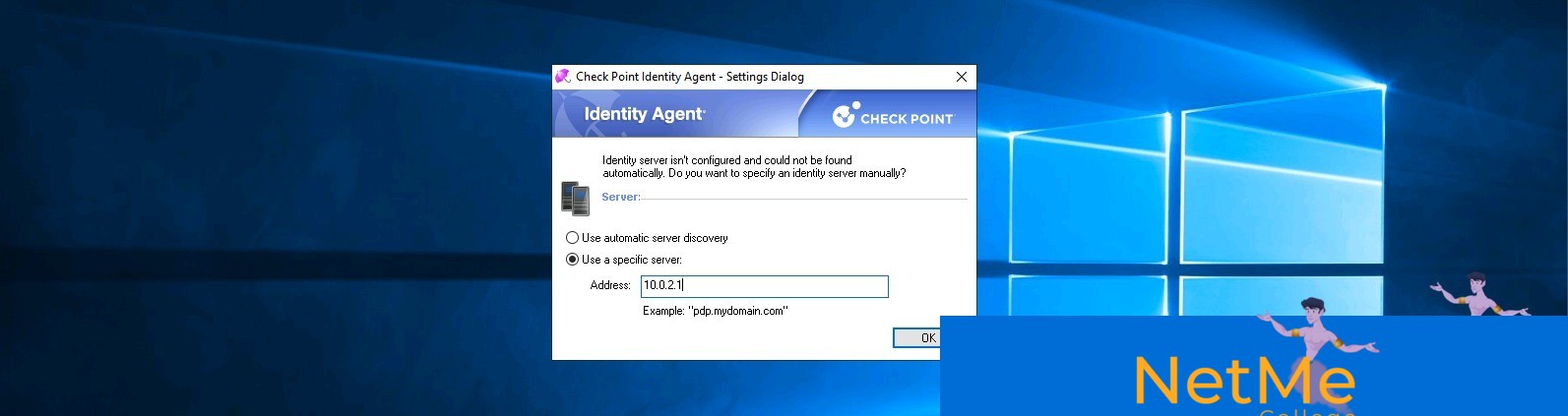 הגדרת שרת בסוכן Identity Agent של Check Point עם כתובת ה-Gateway