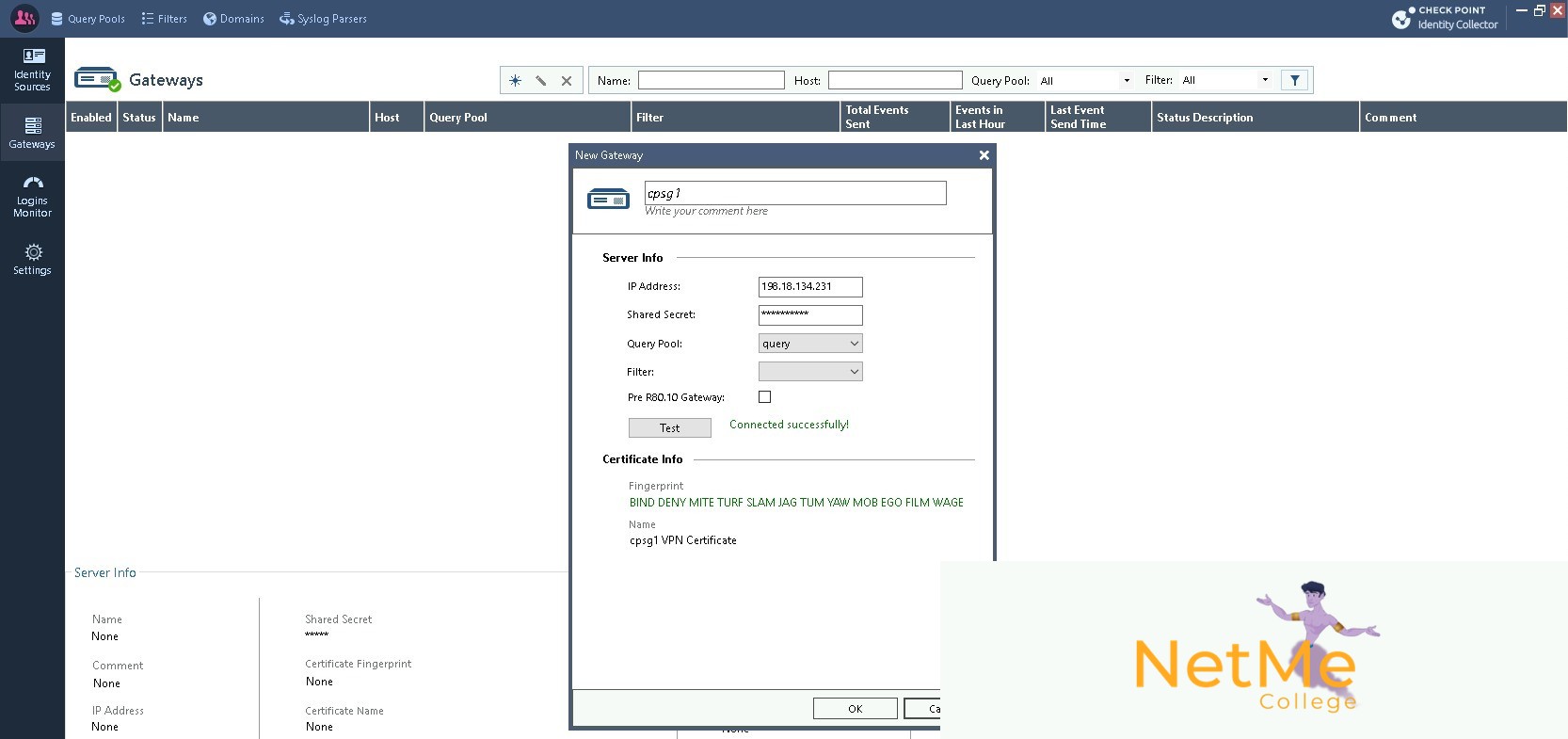 קישור ה-Query ל-Gateway Check Point בתוך Identity Collector