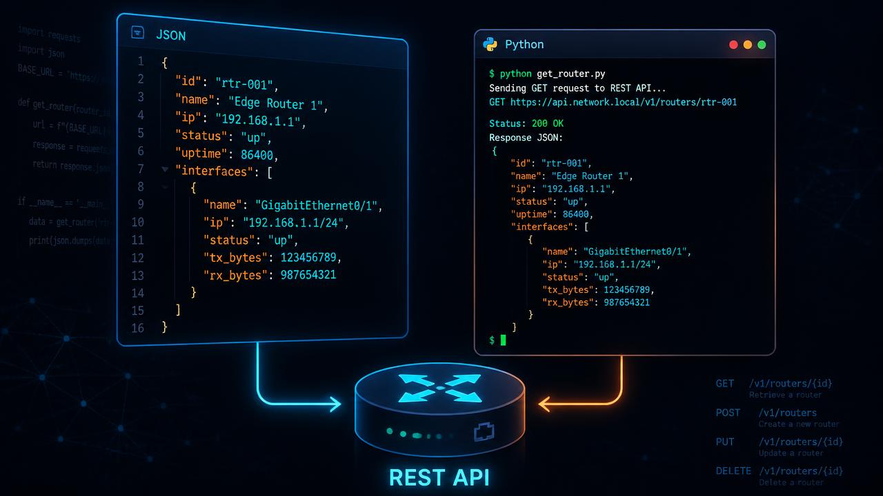JSON ו-Python מול REST API של ציוד רשת