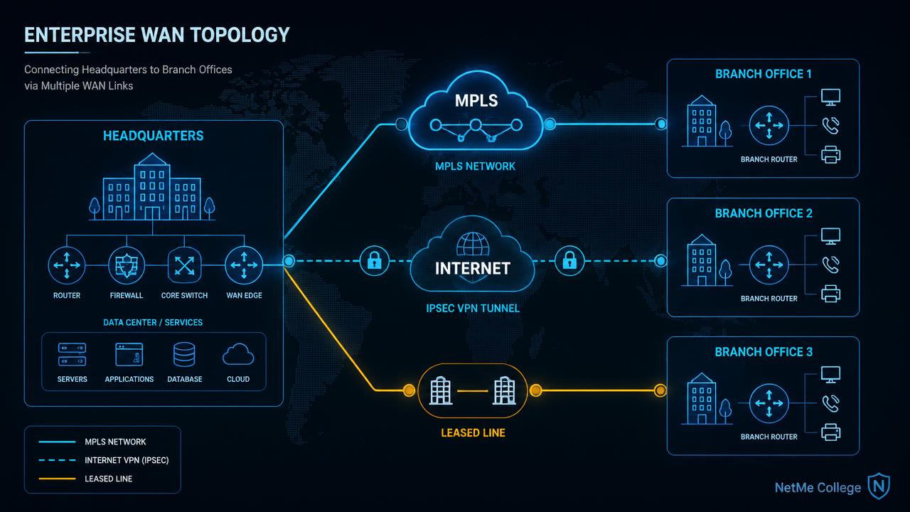 טכנולוגיות WAN בעידן 2026: MPLS, Metro Ethernet, VPN ו-SD-WAN — המדריך המלא (CCNA)